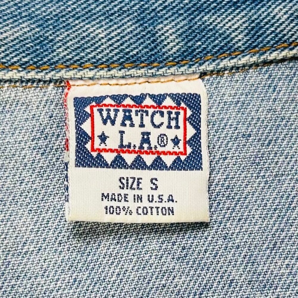Vintage Watch LA Denim Jean Vest Lace Blue Fem Cottage Flirty - Picture 4 of 5